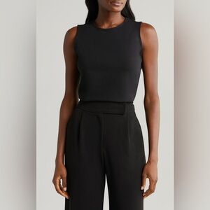 Halogen Black Crew Neck Tank Top - Classic Essential - Size Small